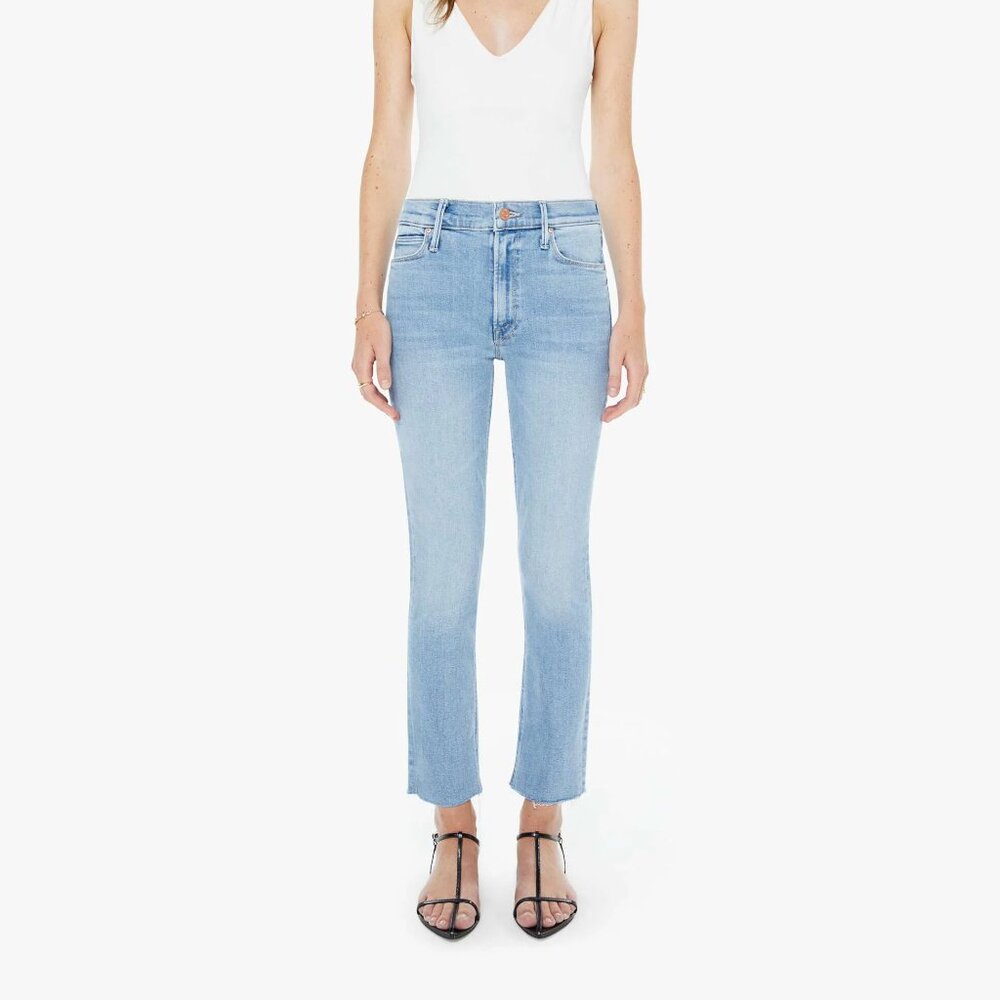 Mother Denim The Mid-Rise Dazzler Ankle Fray Jeans Sz 26 Cropped Cotton Stretch - Picture 1 of 12
